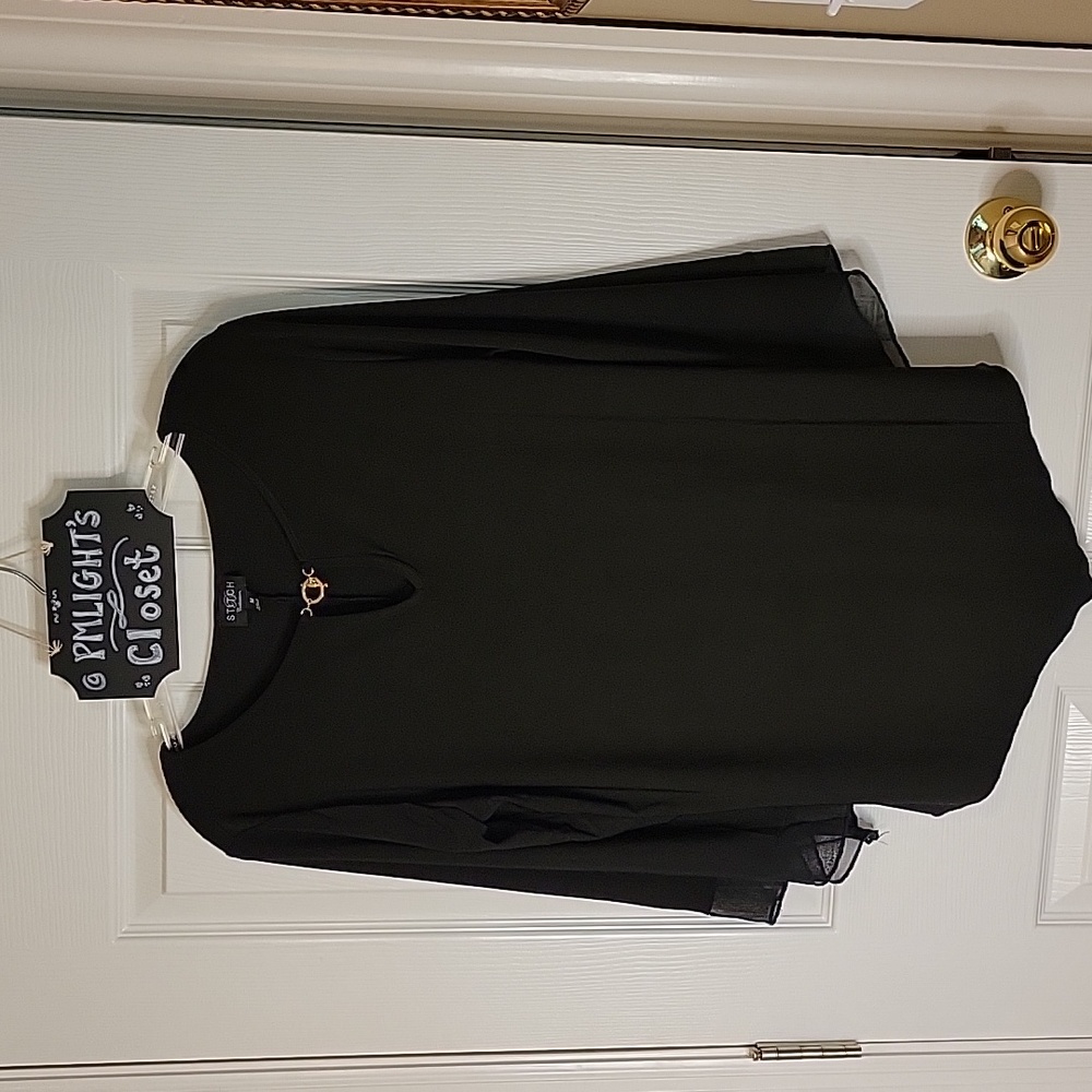 Stitch B Collection Blouse Black Silver Metal Clasp Medium
